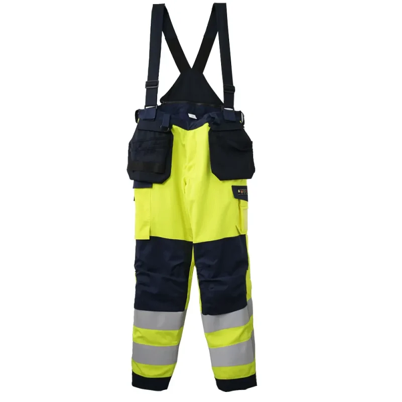 Hi-Vis Bib Work Trousers with suspenders and reflective bands