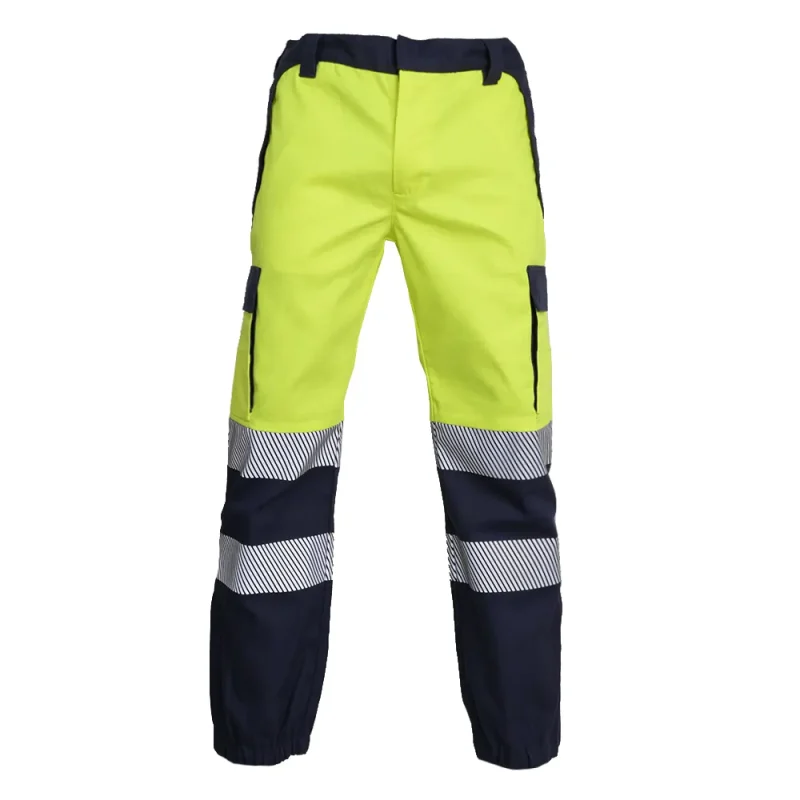 Hi-Vis Cargo Work Pants fluoro yellow navy reflective